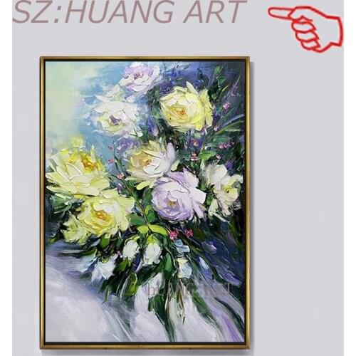 Texture Thick Vase Flower Handmade Oil Painting Canvas Wall Art Oil Paintings Canvas Knife Art Home Decoration Wall Pictures