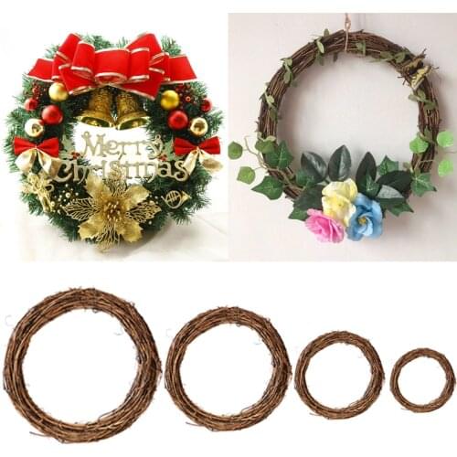 Home Decoration Wreath Natural Rattan Wreath Garland DIY Crafts Decor For Home Door Grand Tree Christmas Gift Floral Wreaths