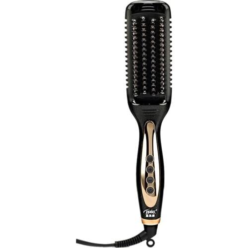 FMK PTC heating Hair Straightener Brush Professional Electric Anti static Ceramic Hair Straightener Irons Brush Combs