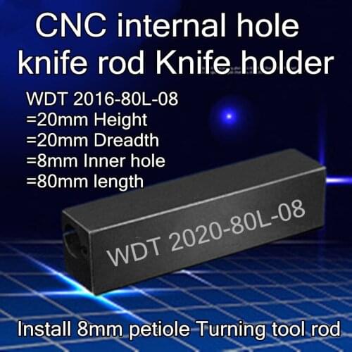 WDT2020-80L-08 CNC Inner hole turning tool rod Knife holder Install 8mm petiole Turning tool Free shipping