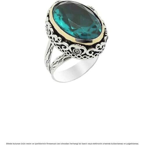 Aquamarine Cubic Zirconia Silver Women 'S Ring