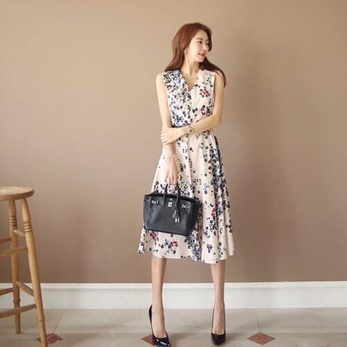 Fashion women new arrival sleeveless v-neck cute formal dress vintage party elegant wild club sweet summer beach a-line dress