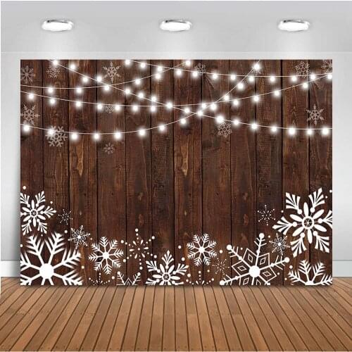 Winter wonderland backdrop for Photo wood wall snowflake background for photo booth studio gliiter light snow party decoration