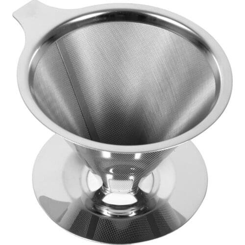 1Pc Stainless Steel Pour Over Coffee Dripper Double Layer Mesh Filter Cup Stand Home Office Use