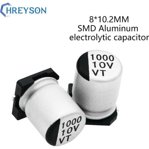 10Pcs 8*10.2 SMD Aluminum Electrolytic Capacitor Kit 6.3V 63V 16V 330UF 470UF 1000UF 330UF 220UF 150UF Full Values Assorted Sets