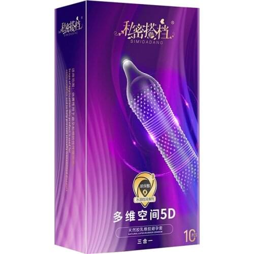 5D Dotted Thread Ribbed G Point Latex Condoms Contraceptives Big Particle Condom Men Sex Products 10PCS