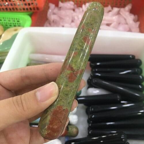 100% natural polishing red green treasure crystal crystal rod aura healing gem vulva massage stick