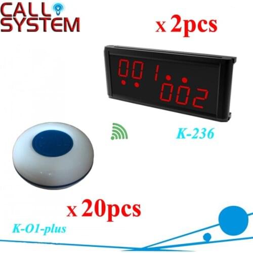 2pcs number screen with 20 table transmitter waterproof Wireless pager system