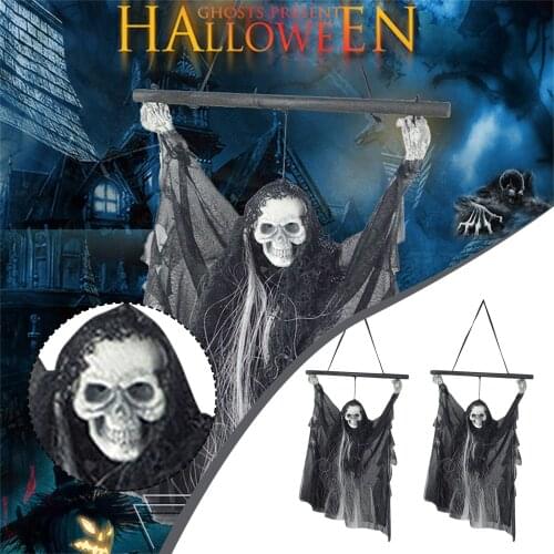 2pcs Halloween Scary Skeleton Decoration Wall Hanging Glowing Ghostly Skeleton Halloween Party Home Decor Skull Pendant Decor