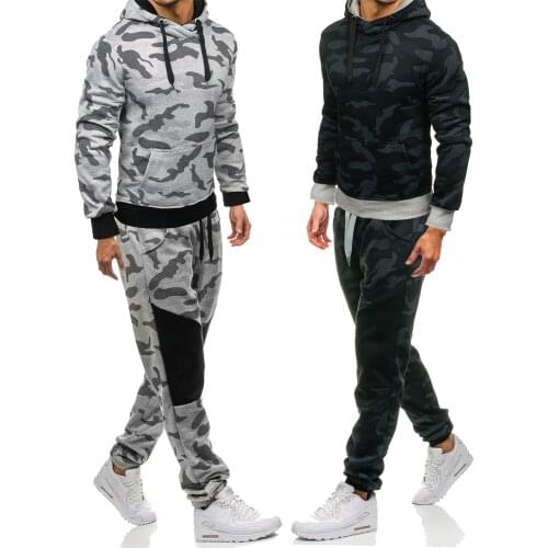 2018 foreign trade mens young fashion camouflage mens sports and leisure suit streetwear men hoodies clothes & pants