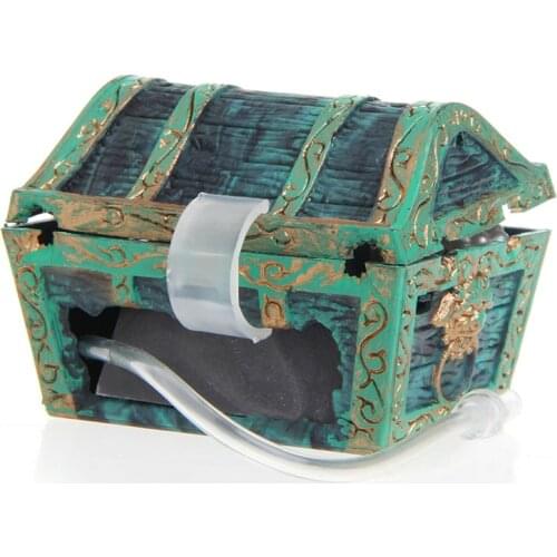 2021 New Treasure Chest Shaped Aquarium Air Action Ornament Fish Tank Aquascaping Decor