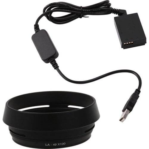 49mm LH-JX100 Lens Hood LA-49X100 Adapter Ring For Fujifilm X100 Fuji & 5V 2A ACKE12 ACK-E12 USB Power Cord Adapter