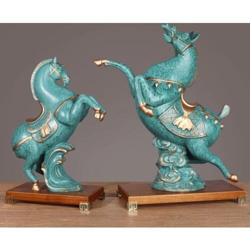 Antique Horse Sculpture Statue Luxurious Figurines Home Living Room Decoration Crafts Business Gifts Decoration Ornament