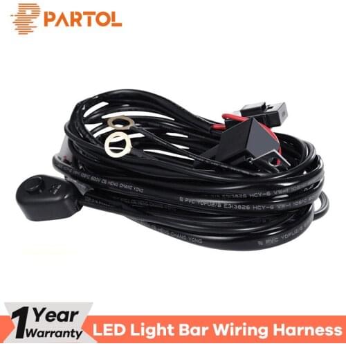 Partol Car Auto Led Work Lamp Driving Lights Wiring Harness Switch DRL Relay Kit Offroad Led Light Bar Wire Cable 40A 12V 24V