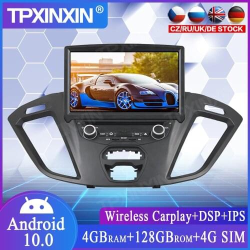 PX6 Android 10 Car DVD Player GPS Map Navigation For Ford Transit Custom 2016+ Car Headunit Multimedia Player Tape Recorder DSP