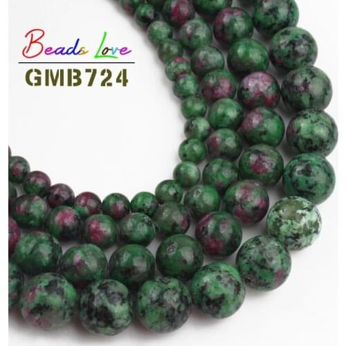 6-12MM Natural Stone Green Rubys Epidote Zoisite Round Beads for Needlework Jewelry Making DIY Bracelet Necklace Accessories