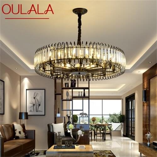 OULALA Black Postmodern Chandelier Fixtures Crystal Pendant Lamp Light Home LED for Decoration