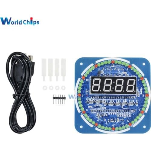 DS1302 Digital LED Display Module Alarm Electronic Digital Clock Temperature SCM Learning Board 5V Rotating Fully Assembled