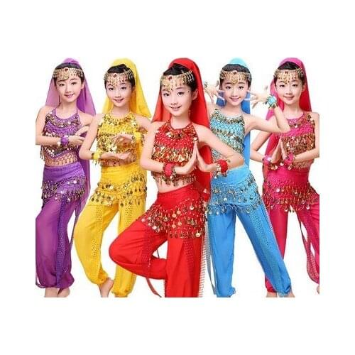 Kids Belly Dance Costumes Set Oriental Dance Girls Belly Dancing India Belly Dance Clothes Bellydance Child Kids Indian 5 Colors