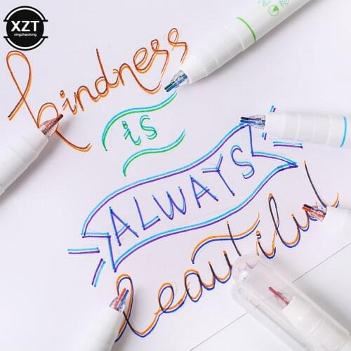 Double Line Marker Pen 3D Art Comics Diy Student Bicolor Diary Notebook Drawing Painting Markers School Office Kawaii Stationery