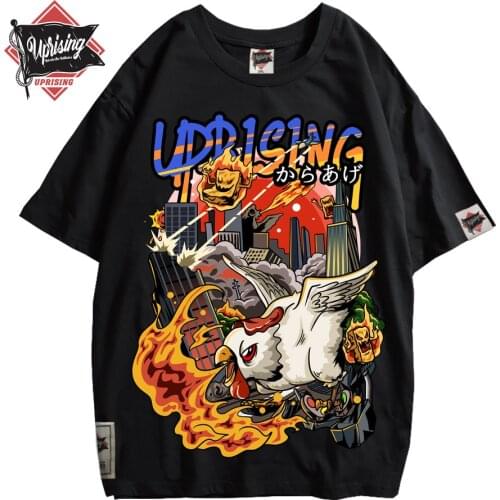 UPRISING TEE Fried chicken nuggets attack humans T SHIRT Street fashion personality Hip hop SHIRT street Short sleeve T-shirt