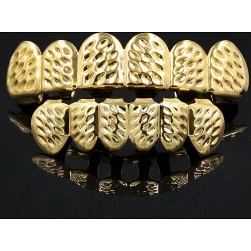 Hip Hop Gold Teeth Upper And Bottom Grills Dental Mouth Punk Teeth Caps Cosplay Party Tooth Rapper Body Jewelry Gift Boys Girls