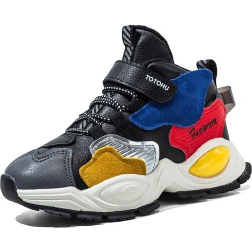 Sport Kids Sneakers Children Casual Shoes For Boys Sneakers GIrls Shoes Short Fur Anti-slippery Cotton Fabric Hook&Loop Fashion