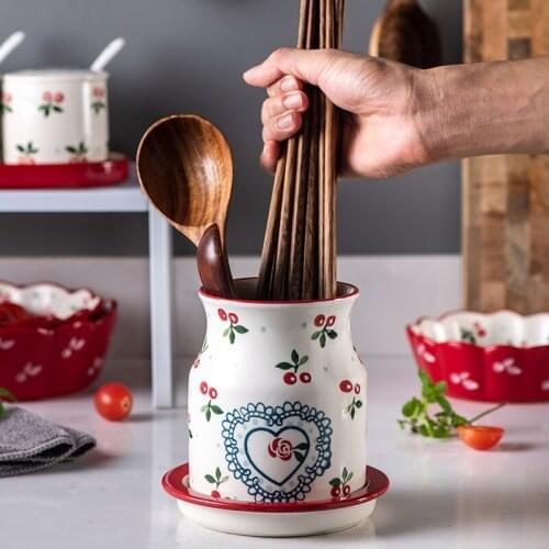 Kitchen Organizer Ceramics Chopsticks Cage Spoon Fork Storage Bottle For Home Tableware Storage Kitchen Accessories Cocina
