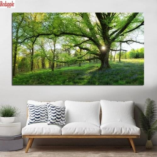Full square diamond painting Green Forest Landscape pictures for embroidery round diamond mosaic paintings wall decoration
