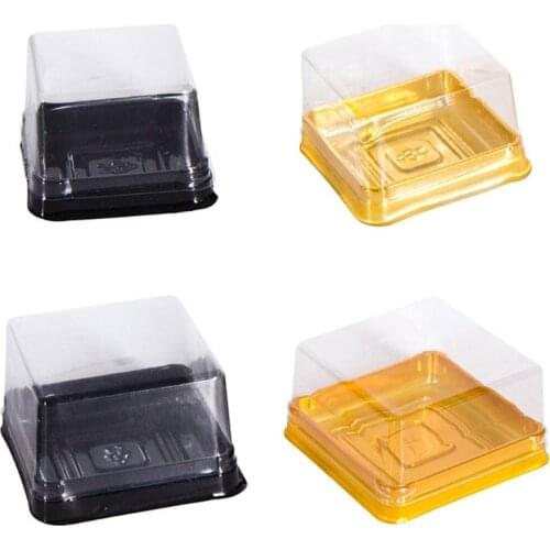 50pcs 63/100g Square Moon Cake Trays Black/Gold Mooncake Package Box Container Holder Mid-autumn Festival Gift