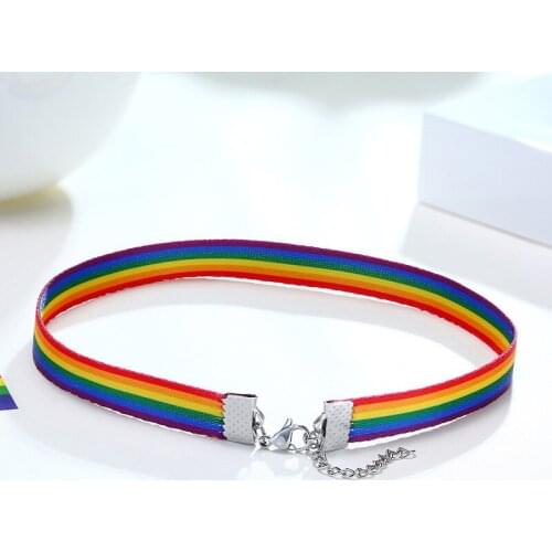2021 LGBT Stainless Steel Simple And Temperament Clavicle Ribbon Short Necklace Double Layer Hand Strap Suitable For Couples