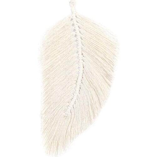 Macrame Wall Hanging Leaf Feather Boho Decor Cotton Cord Nordic Style Tapestry Toy Kids Room Tassels Decor Home Home Garden