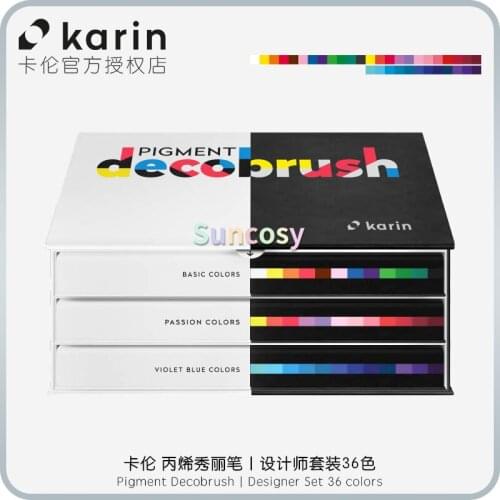 Karin Markers Pigment Decobrush , Designer Set 36 colors Collection, Acrylic Beautiful Pen, Art Calligraphy Design