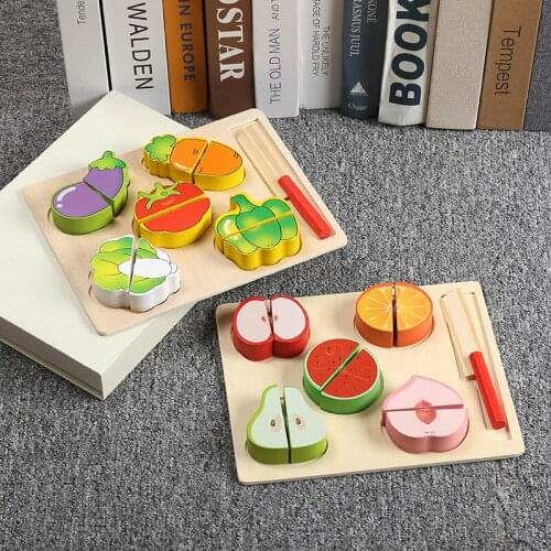 Wooden Fruit Vegetable Combination Cut Set Baby Toys Simulation Play House Kitchen Series Games Kids Learning Educational Gifts
