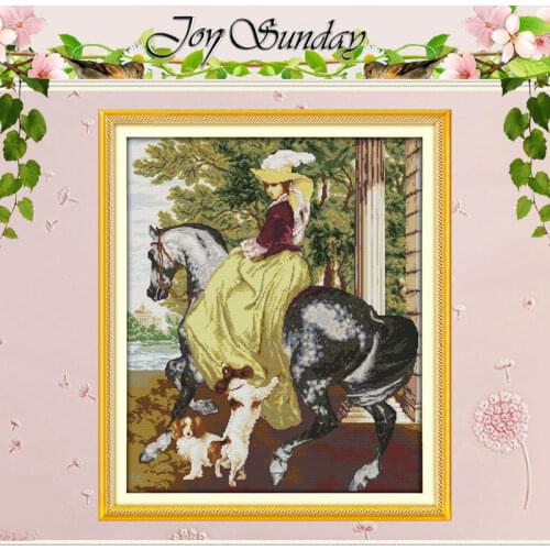 The Lady in the Horse Patterns Counted Cross Stitch DIY 11 14CT Cross Stitch Set Chinese Cross-stitch Kits Embroidery Needlework