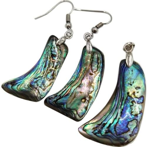 Free shipping Fashion Jewelry New Zealand Abalone Shell Art Dangle Earring Pendant Set MC5792
