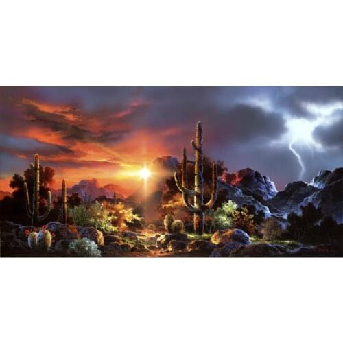 Wall art Lanscapes paintings Desert Lightning hand-painted home decor