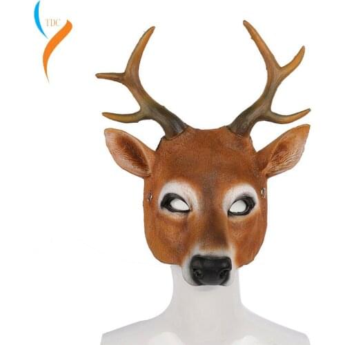 2019 New Fashion Christmas Reindeer 3D Animal Realistic Halloween Party Pu Foam Latex Deer Head Mask halloween anime cosplay