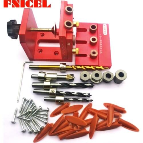 1Set New Pocket Hole Drill Guide Dowel Jig Woodworking Joinery Aluminum w/ Positioning Plate For Carpentry Tool Kit