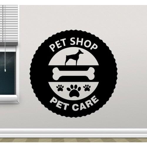 Pet Shop Logo Window Wall Decal Pet Care Dog Wall Sticker Animal Design Pet Shop Wall Art Teen Boy Room Wall Art Mural M311