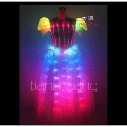 Full color Programmable dance dress led costumes ballroom singer wears stage show clothing disco wedding colorful lighting