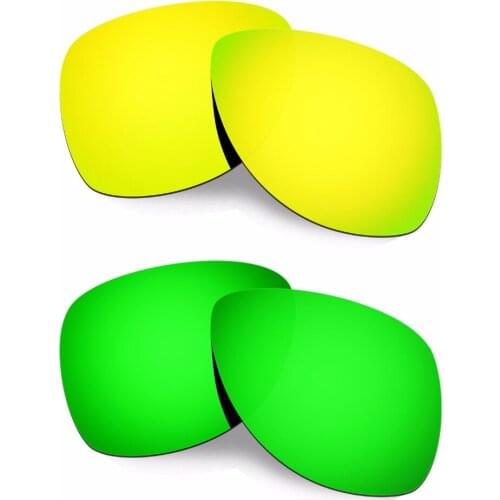 HKUCO For Oakley Dispatch 2 Sunglasses Polarized Replacement Lenses Gold/Green Pairs 100% UVA & UVB
