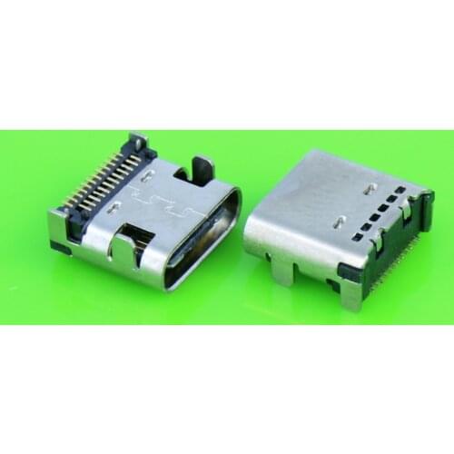 USB 3.1 Type-C Connector 24 Pin Receptacle Right Angle Type C PCB SMT Dual Row Tab Female Socket Support Terminal TH 3A