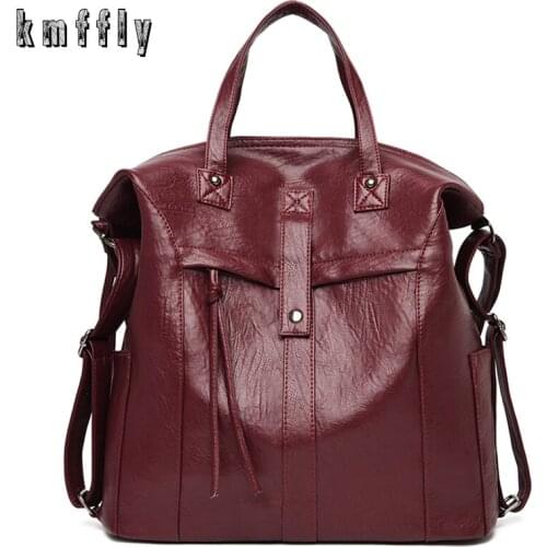 Fashion 3in1 Backpack Women 2020 High Quality PU Leather Backpack Female Large Capacity Women Backpack School Bags for Girls