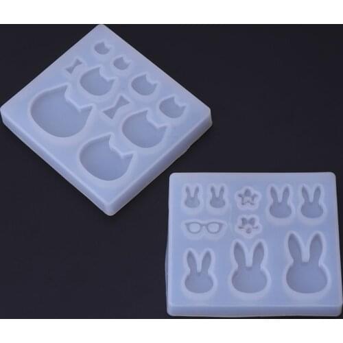 Silicone Mold DIY Jewelry Pendant Cat Head Rabbit Crafts Decorative Epoxy Resin Dried Flower Resin Decorative DIY Hand Crafts