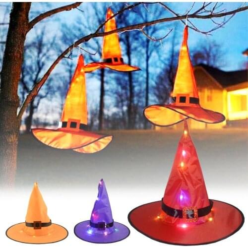 Halloween Led Hat Ghost Festival Witch Hat Festive Home Party Decoration Props Cosplay Tiara Accessory Hanging Decor Supplies