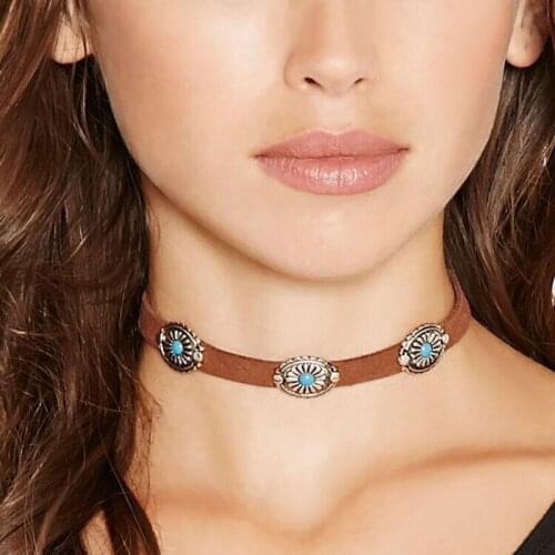 VAKKI Pu Leather Vintage Bohemia Choker Necklace Zinc Alloy Chokers Necklace for Women Jewelry Dropshipping