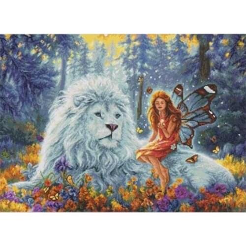 Butterfly Fairy and Lion patterns counted 11CT 14CT 18CT DIY Cross Stitch Sets wholesale Cross-stitch Kits Embroidery Needlework
