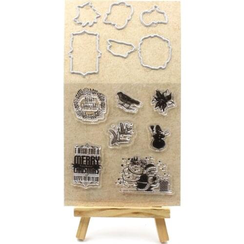 YPP CRAFT Merry Chritmas Transparent Clear Silicone Stamp And Cutting Dies Set for DIY scrapbooking/photo album Decorative 1014