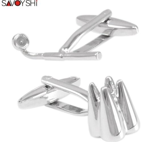 SAVOYSHI Newest Dentist Cufflinks for mens Tooth & Stomatoscope Design Silver color Men French Shirt Cuffs Cuff links Gift